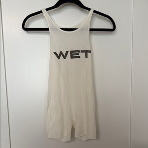 White Sleeveless Romper with 'WET' Print